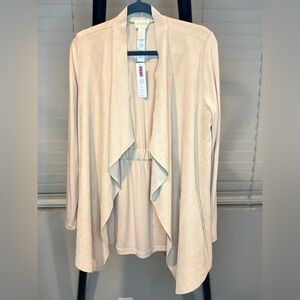 Chico's faux-suede drape-front jacket NWT
